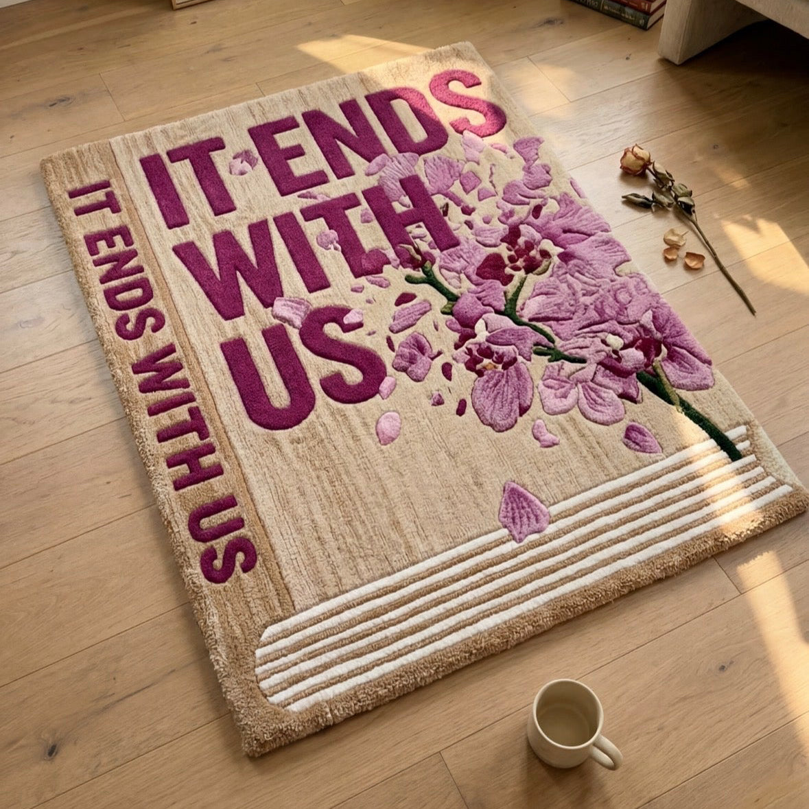 Alcuras® Handcrafted "With Us" Book Rug